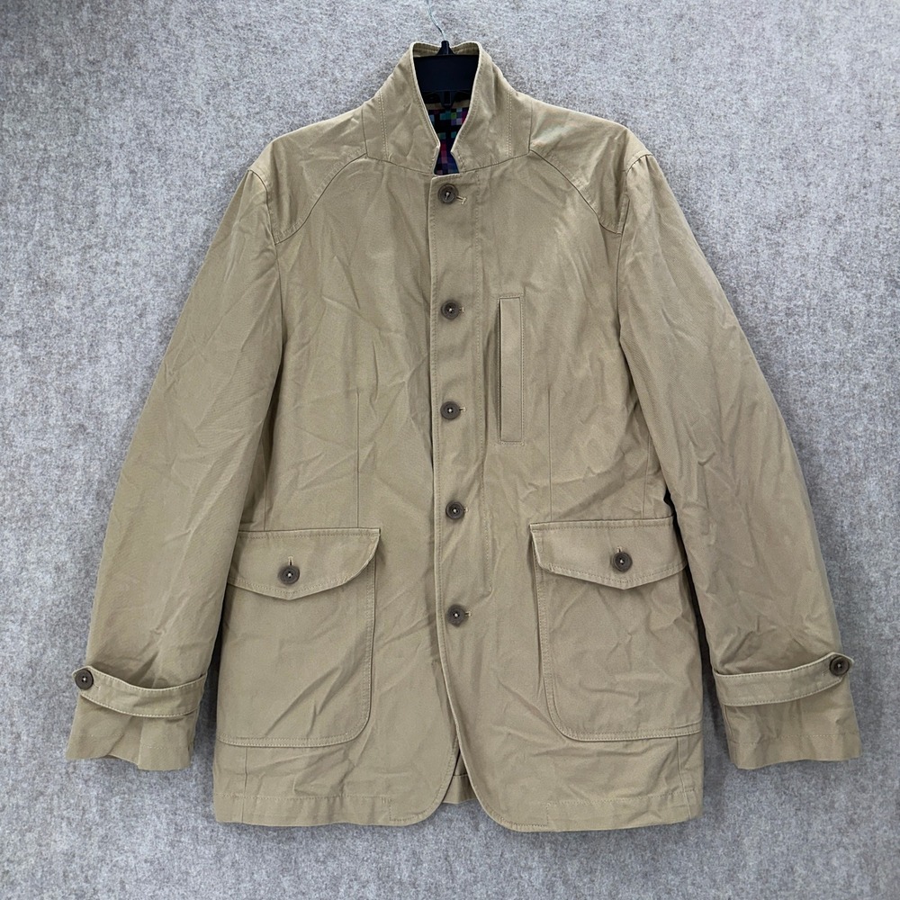 Robert Graham Utility Field Chore Jacket Mens Size M‎ 40 Tan Cotton Microfiber